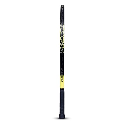 Vector X Barricade One Piece Composite Multicolor Full Cover Tennis Racquet (Black-Yellow)