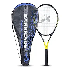 Vector X Barricade One Piece Composite Multicolor Full Cover Tennis Racquet (Black-Yellow)