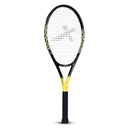 Vector X Barricade One Piece Composite Multicolor Full Cover Tennis Racquet (Black-Yellow)