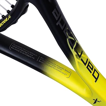 Vector X Barricade One Piece Composite Multicolor Full Cover Tennis Racquet (Black-Yellow)