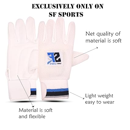 SAIFI SPORTS Cricket Wicket Keeping Inner Gloves for Leather Ball (White) (White)