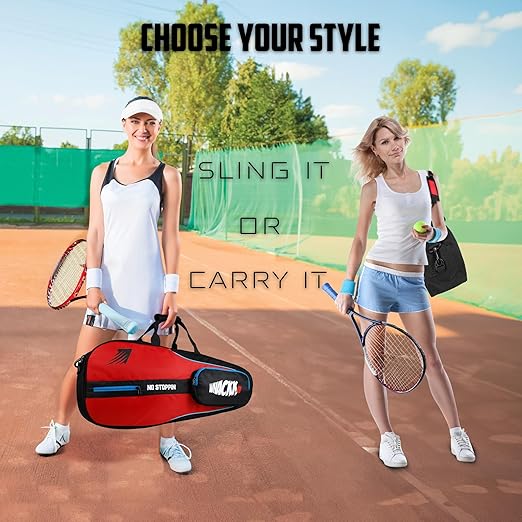 WHACKK Drive| Unisex Lightwieght Tennis Badminton Squash Equipment Cover Kit Bag Shoe Pocket | Air Ventilated Pocket for Wet Clothes | 4T 6B Racket | Backpack & Duffel (Red)