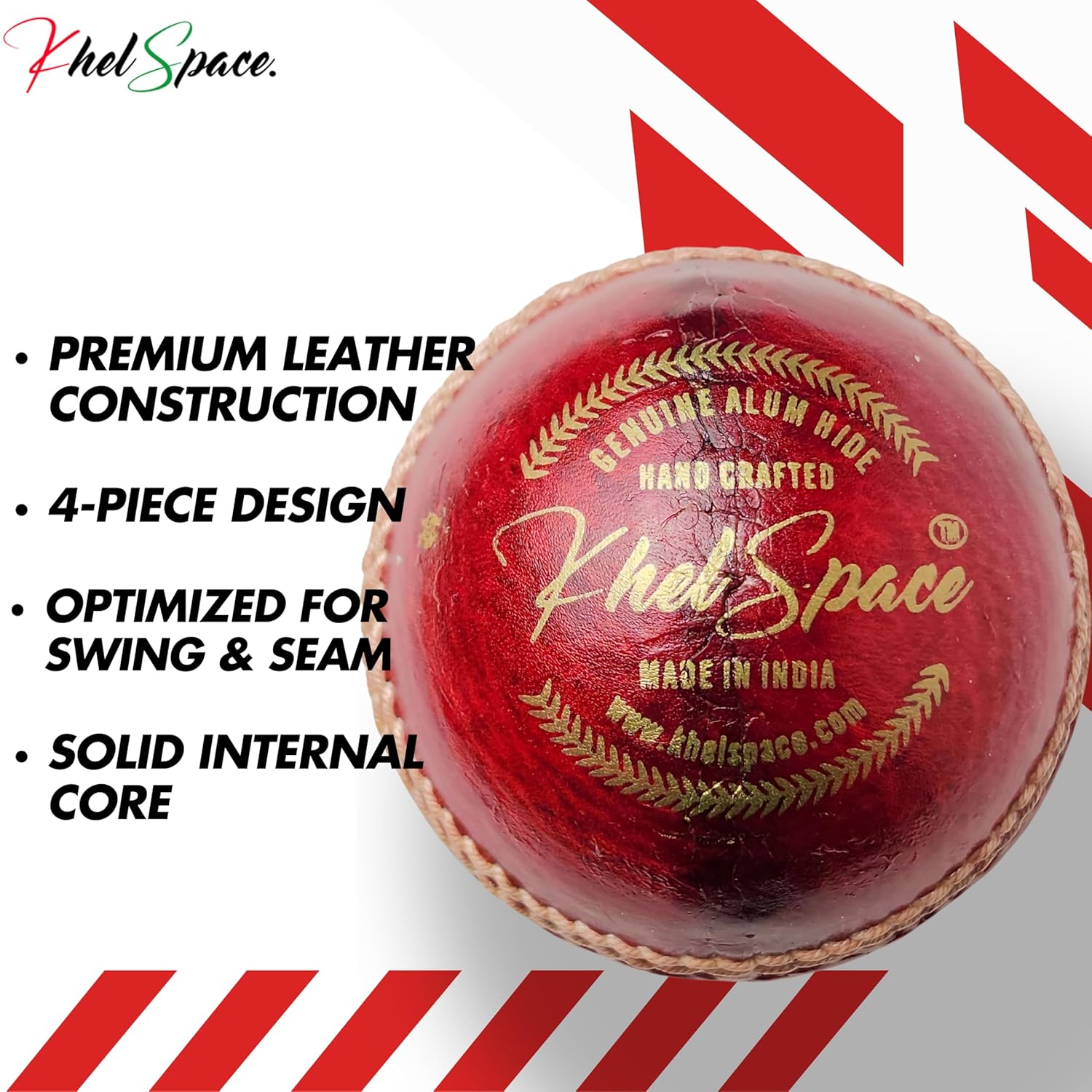 KHELSPACE KS-20 4 Piece Leather Cricket Ball