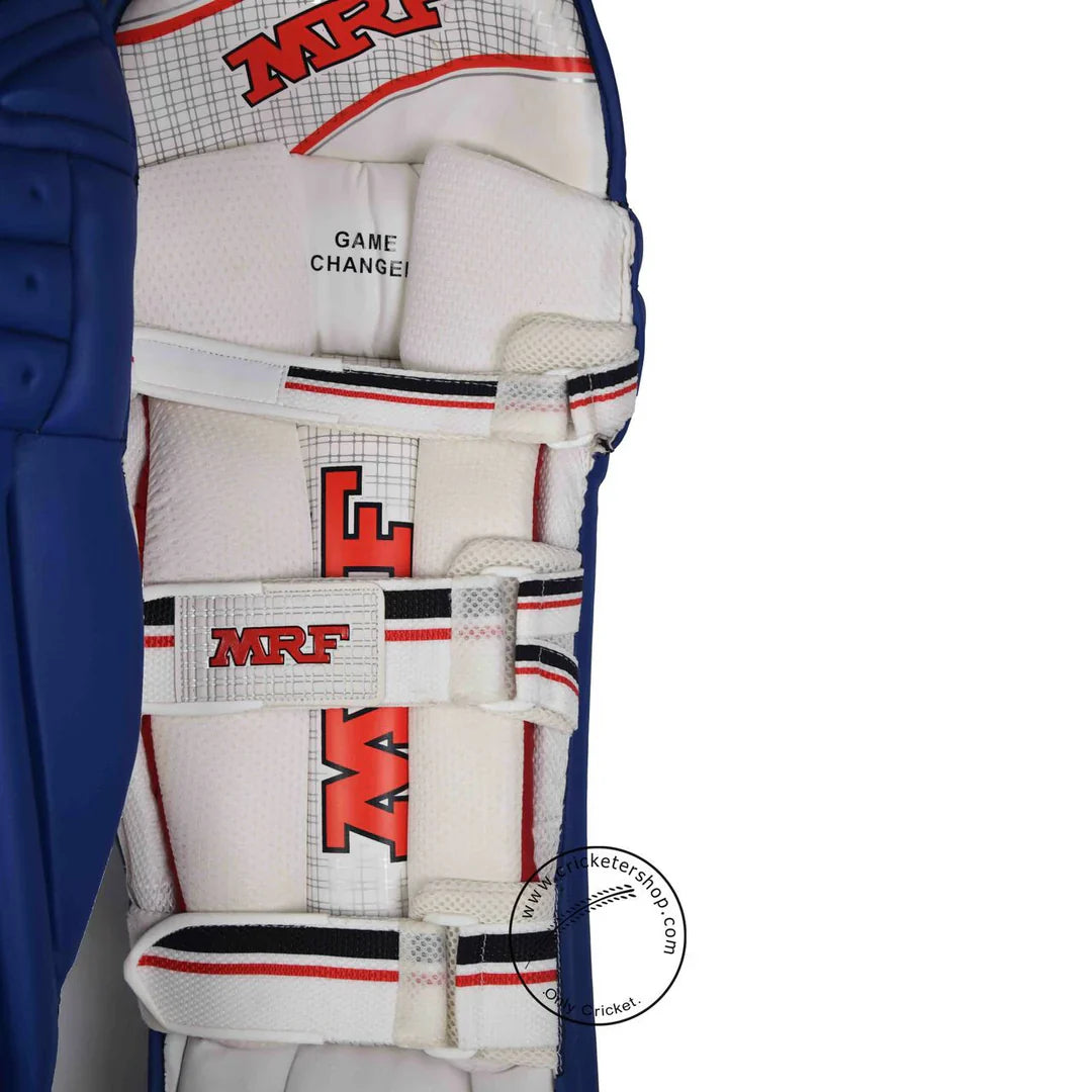 MRF Game Changer Cricket Batting Leg Guard Navy Blue Mens Size