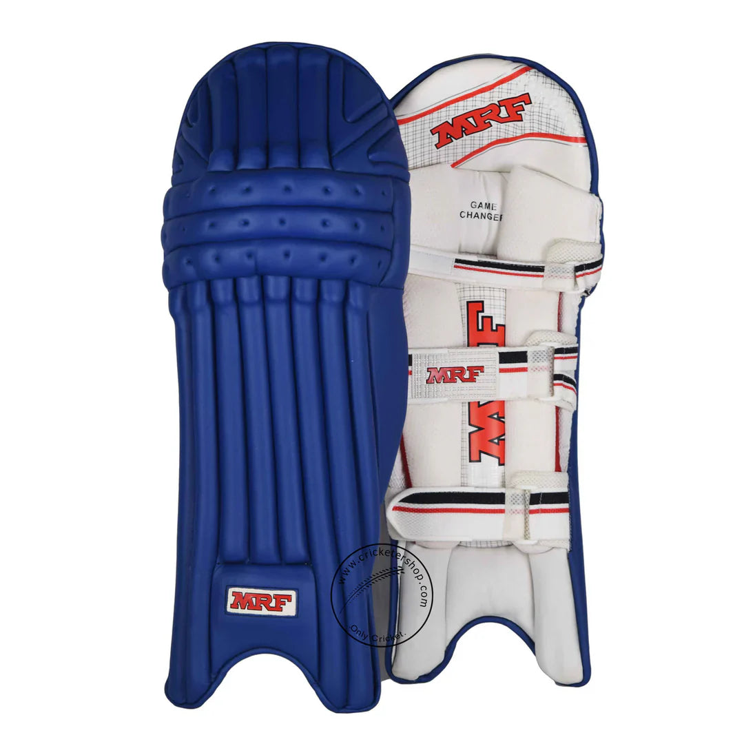 MRF Game Changer Cricket Batting Leg Guard Navy Blue Mens Size