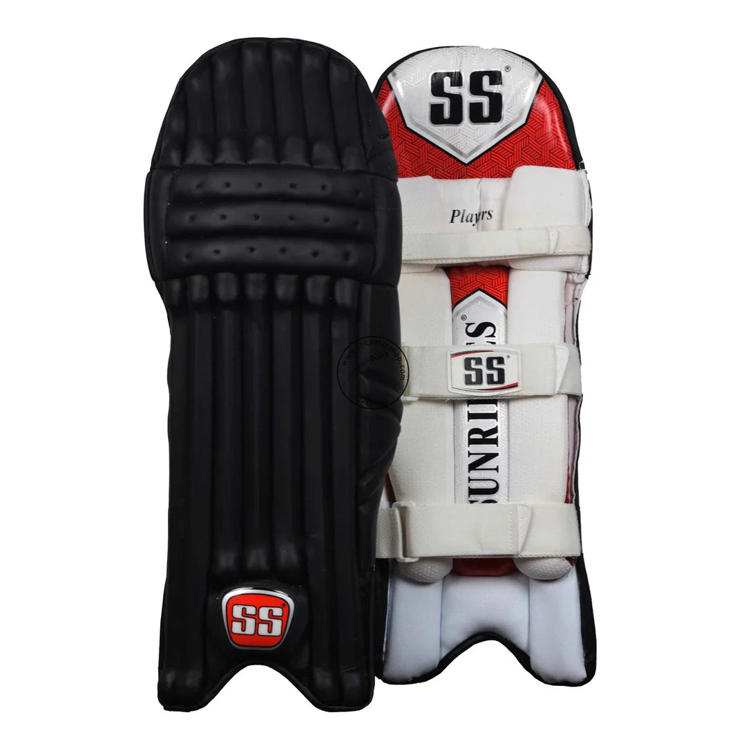 SS Players Black Coloured Cricket Batting Leg Guard Pads Mens Size