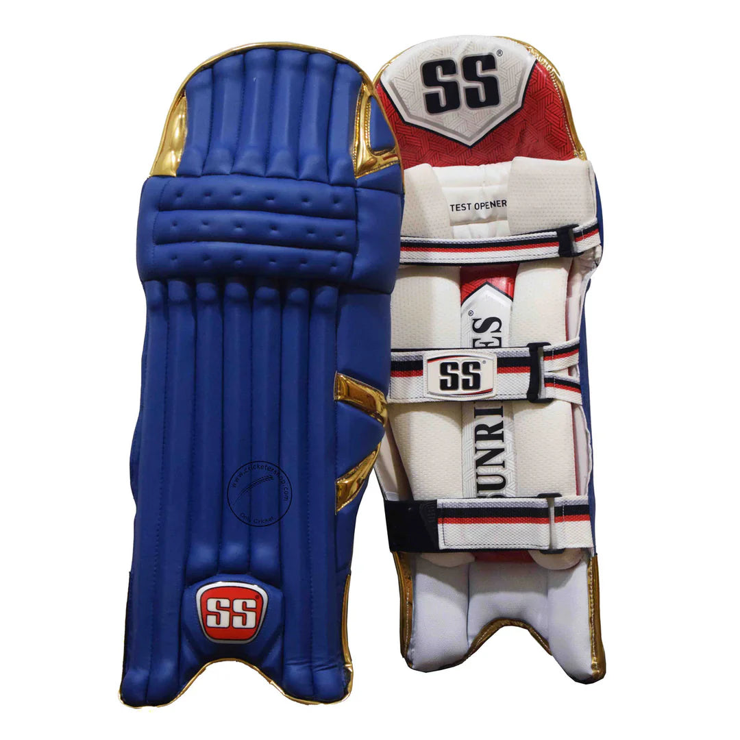SS Test Opener Navy Blue Gold Coloured Cricket Batting Leg Guard Pads Mens Size
