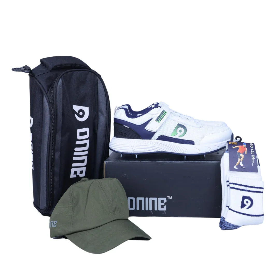 Dnine Warrior 2 Bowling Spikes Cricket Shoes Combo