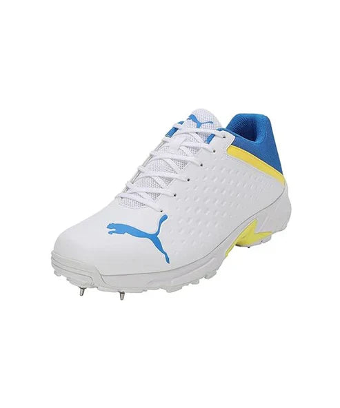 Puma 22.2 FH 10729903 Cricket Spike Shoes White Yellow Blue Size