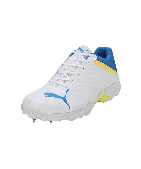 Puma 22.2 FH 10729903 Cricket Spike Shoes White Yellow Blue Size