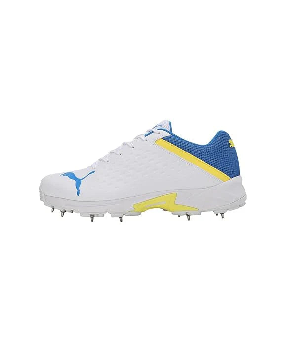 Puma 22.2 FH 10729903 Cricket Spike Shoes White Yellow Blue Size