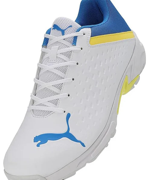 Puma 22.2 FH 10729903 Cricket Spike Shoes White Yellow Blue Size