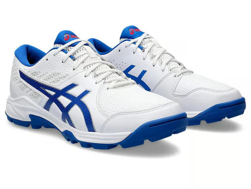 Asics GEL Peake 2 Cricket Shoes White and Tuna Blue
