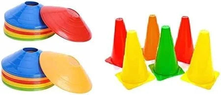 New Combo of Agility Ladder 4 m with 10 Rungs; 6 Marker Cones (6-inch), Multicolour Saucer Cones Set of 20 and Agility Hurdles 6 inch 6 pcs