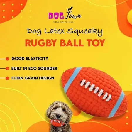 DOGTOWN Eetoys Dog Latex Squeaky Rugby Ball Toy (Large)