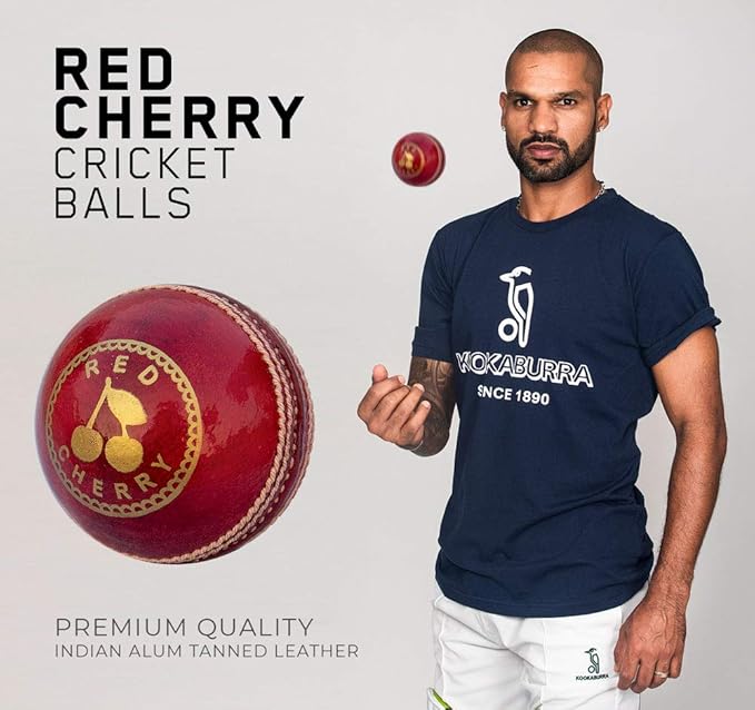 Red Cherry by Kookaburra Leather Cricket Ball, Size Standard (Red)
