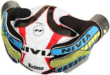 Nivia Carbonite Web Goalkeeper Gloves for Men& Women, All?Weather Durable Grippy Latex Palm with PVC Backhand & Secure PVC Strap, Multicolor(Medium)
