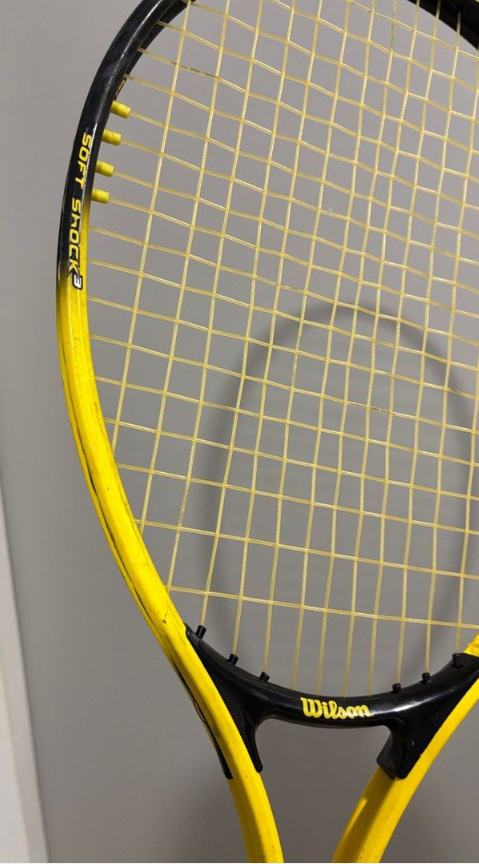 Wilson  One Piece Composite Multicolor Full Cover Tennis Racquet (Black-Yellow)